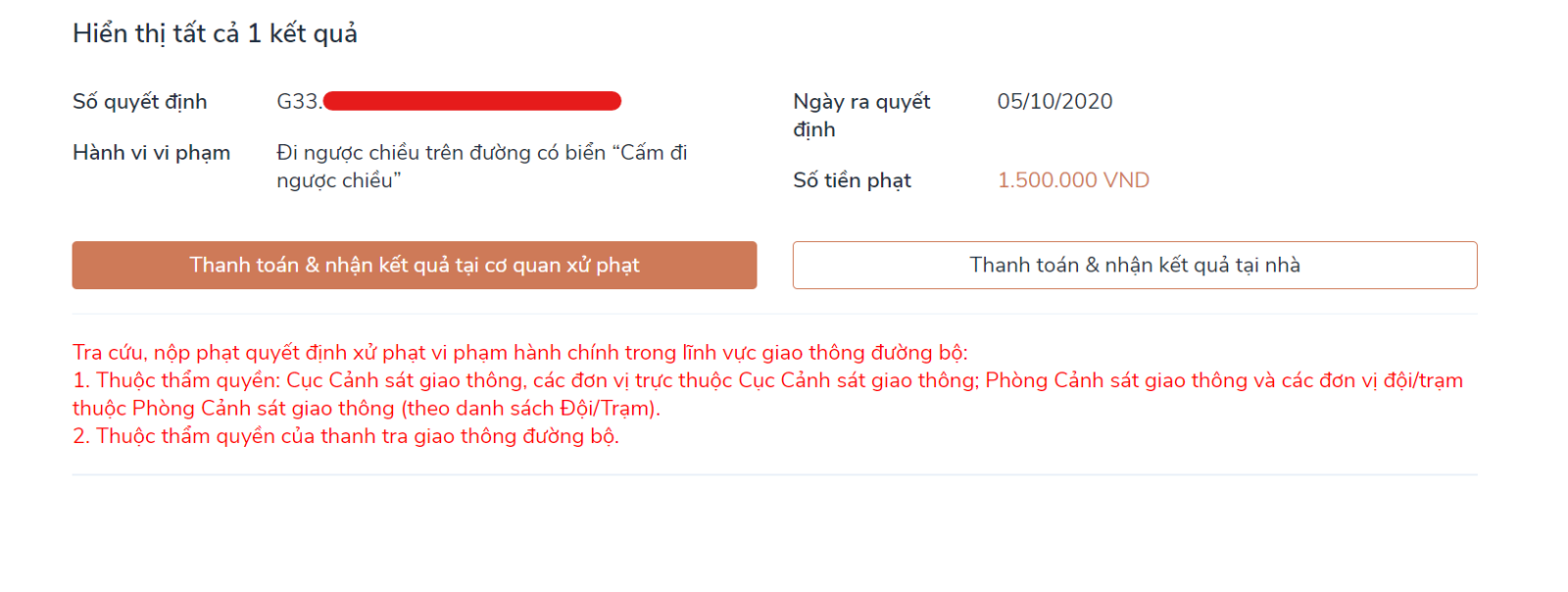 Hướng dẫn tra cứu và nộp phạt vi phạm giao thông trực tuyến